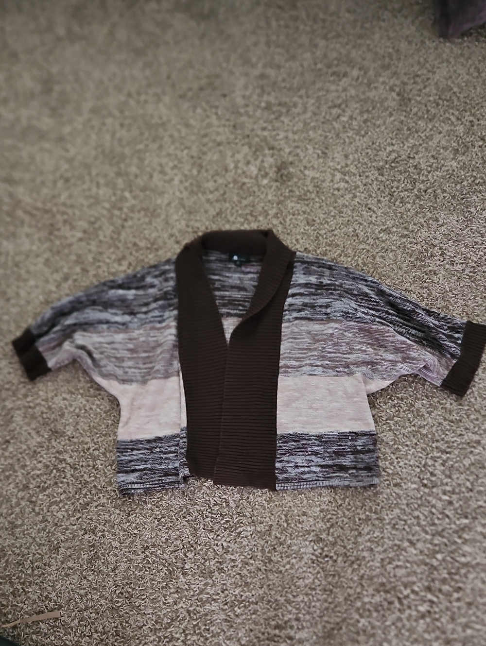 AB Studio Brown Striped Open Cardigan